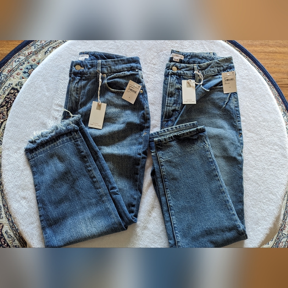 NWT 2 Pair  Good American Good Boy High Rise Sz 10/30